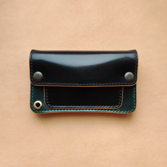 Rocado Shell Cordovan Mini Trucker Wallet, Luxury Compact Wallet