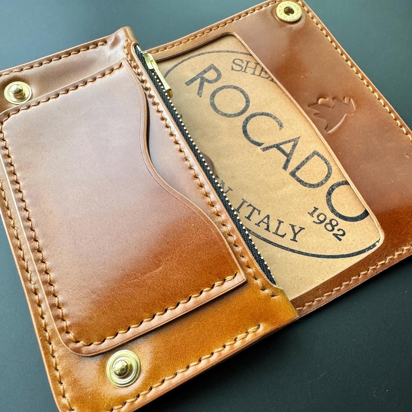 Rocado Shell Cordovan Mini Trucker Wallet, Luxury Compact Wallet