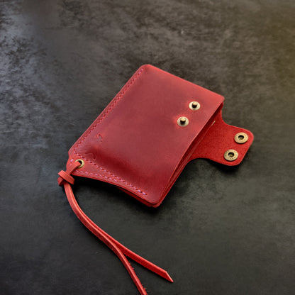 Leather Card Holder With A Ring For Chain Or Lanyard, Pocket Mini Wallet, Minimalist Card Holder Case