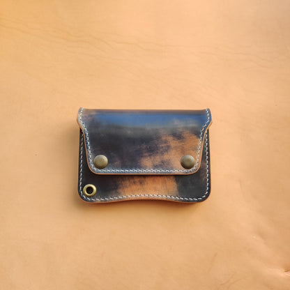 Rocado Shell Cordovan Short Trucker Wallet With A Ring For Chain Or Lanyard, Stylish Wallet For Rider, Biker or Trucker