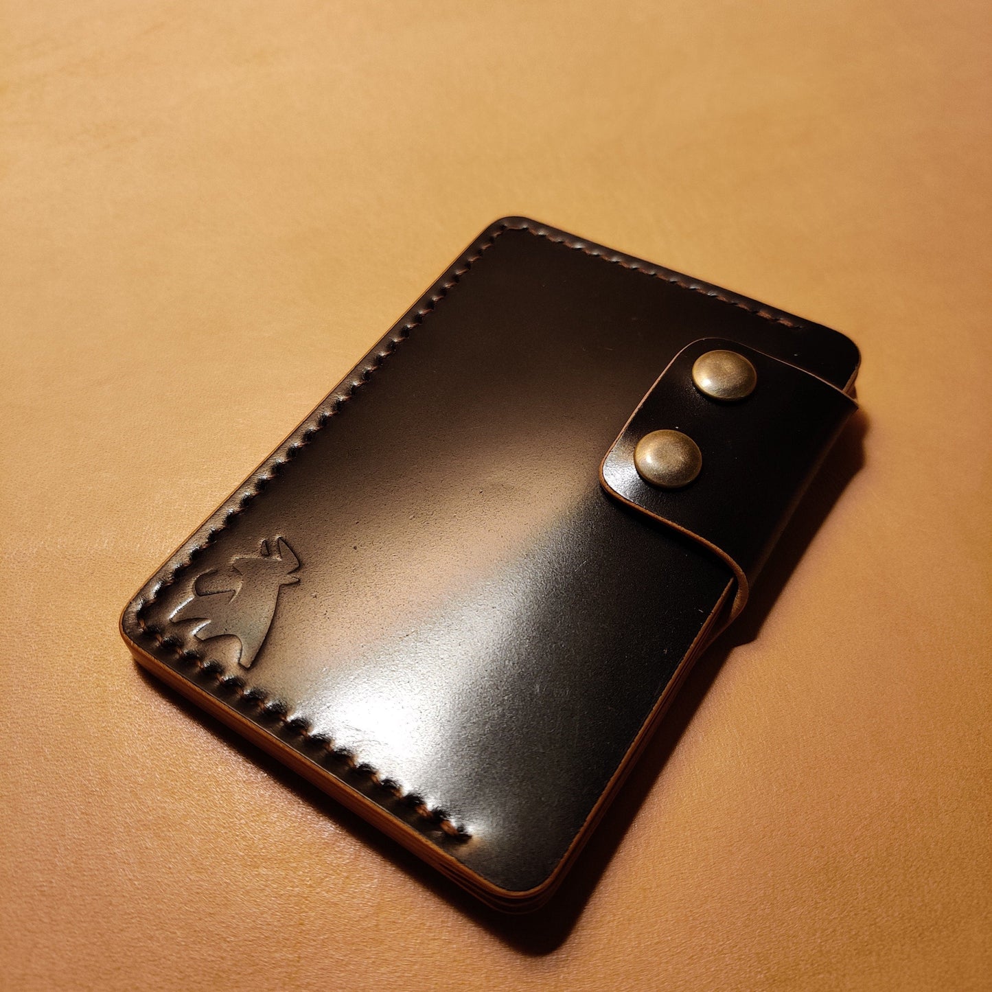 Rocado Shell Cordovan Leather Card Holder, Pocket Mini Wallet, Minimalist Card Holder Case