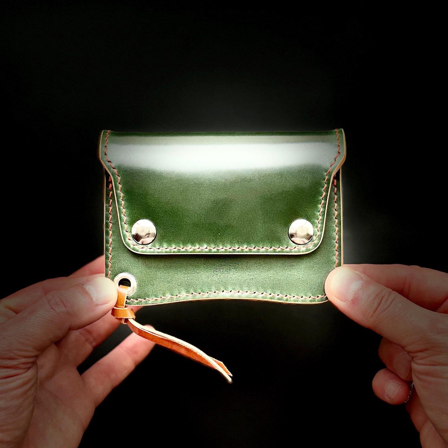 Rocado Shell Cordovan Short Trucker Wallet With A Ring For Chain Or Lanyard, Stylish Wallet For Rider, Biker or Trucker