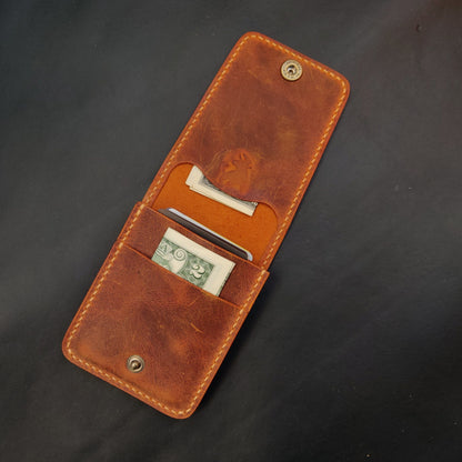 Leather vertical minimalist bifold EDC wallet