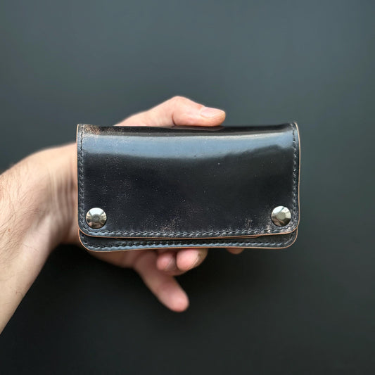 Rocado Shell Cordovan Mini Trucker Wallet, Luxury Compact Wallet