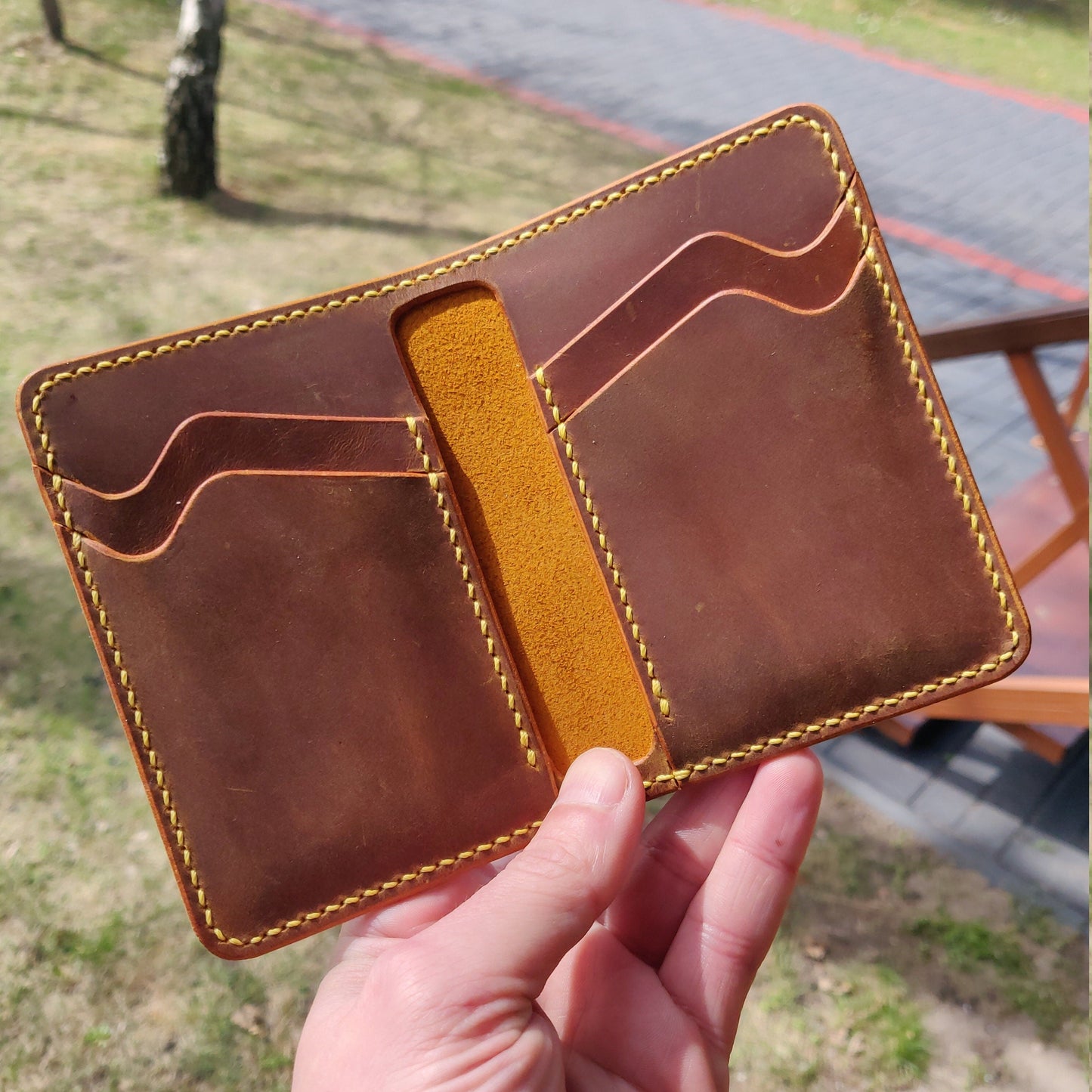 Leather Bifold Wallet, Vertical Card Wallet, Minimalist Slim Bifold Wallet