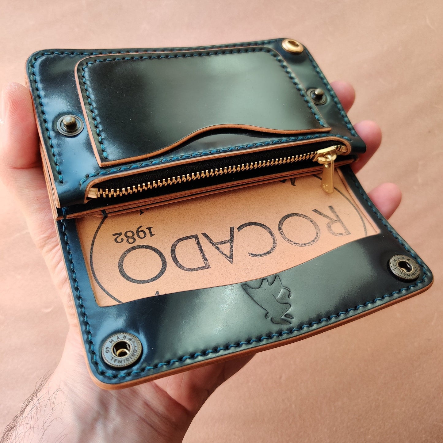 Rocado Shell Cordovan Mini Trucker Wallet, Luxury Compact Wallet