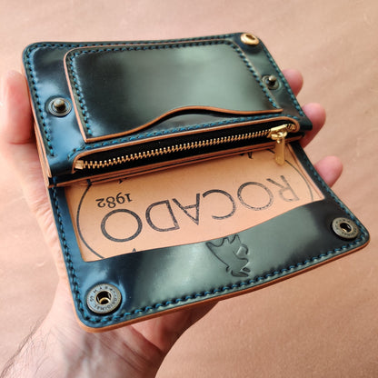 Rocado Shell Cordovan Mini Trucker Wallet, Luxury Compact Wallet