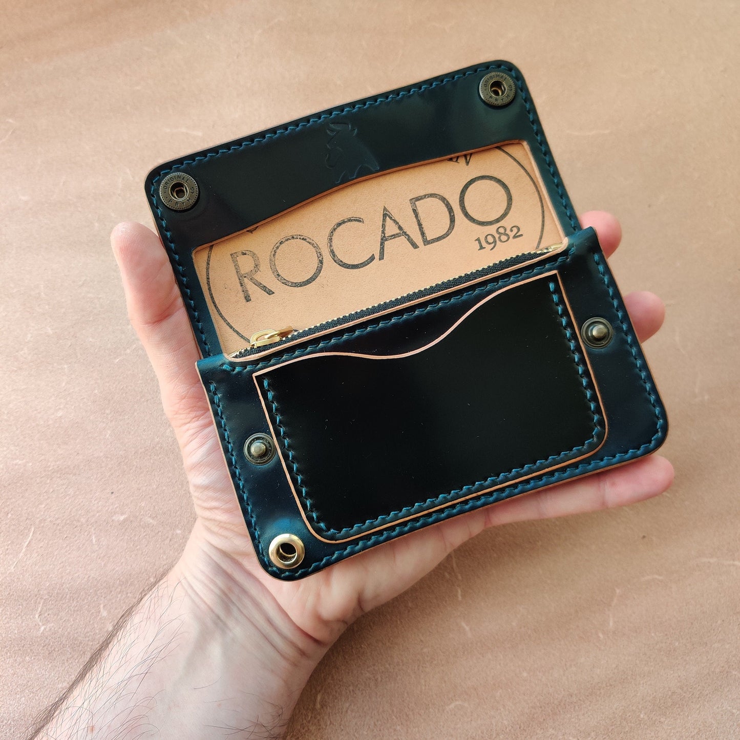 Rocado Shell Cordovan Mini Trucker Wallet, Luxury Compact Wallet