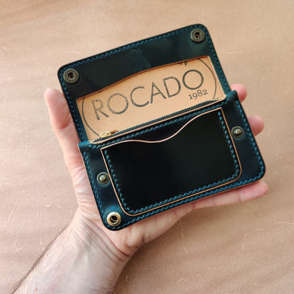 Rocado Shell Cordovan Mini Trucker Wallet, Luxury Compact Wallet