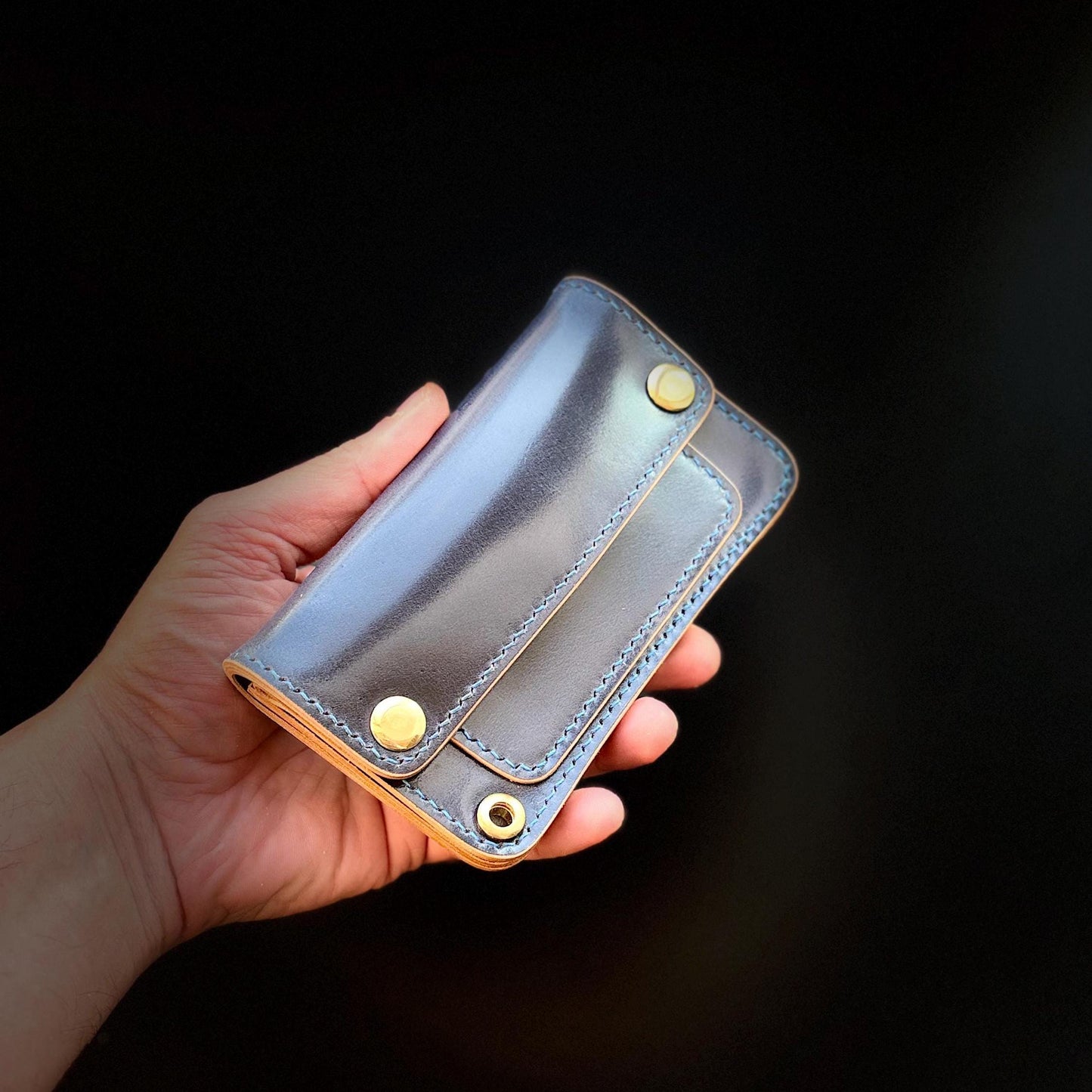 Rocado Shell Cordovan Mini Trucker Wallet, Luxury Compact Wallet