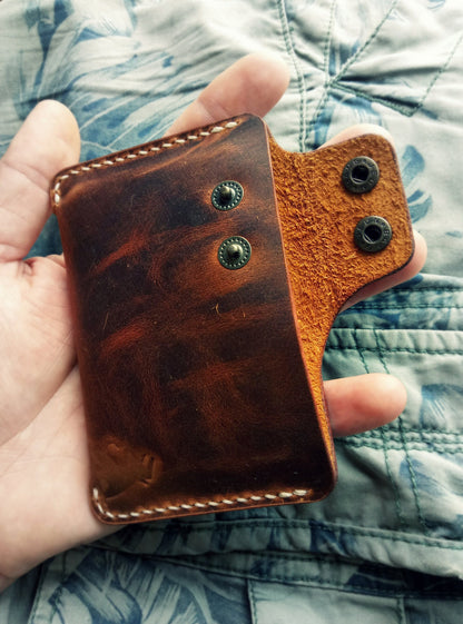 Leather Slim And Simple Card Holder, Minimalist, Compact Wallet For Cards And Folded Bills, Credit Card Holder With Two Snaps