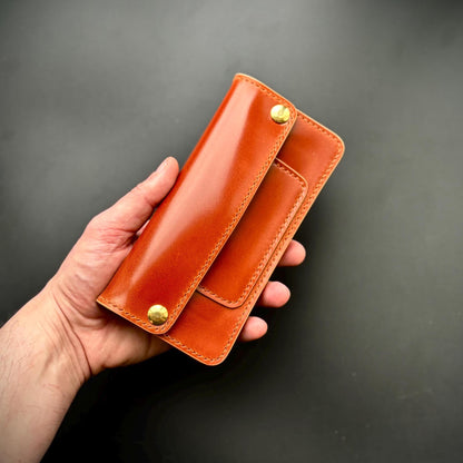Rocado Shell Cordovan Long Trucker Wallet, Luxury Compact Wallet