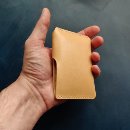 Leather Slim And Simple Card Holder, Minimalist, Compact Wallet For Cards And Folded Bills, Credit Card Holder With Two Snaps