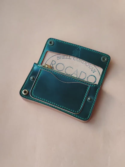 Rocado Shell Cordovan Mini Trucker Wallet, Luxury Compact Wallet