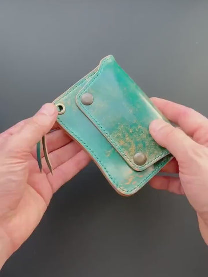 Rocado Shell Cordovan Short Trucker Wallet With A Ring For Chain Or Lanyard, Stylish Wallet For Rider, Biker or Trucker