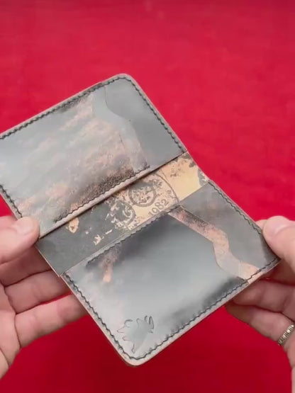 Rocado Shell Cordovan Wallet, Vertical Leather Bifold Wallet, Minimalist Slim Luxury Wallet