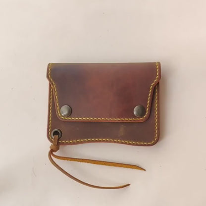 Short Trucker Wallet With A Ring For Chain or Lanyard, Stylish Wallet For Rider, Biker or Trucker