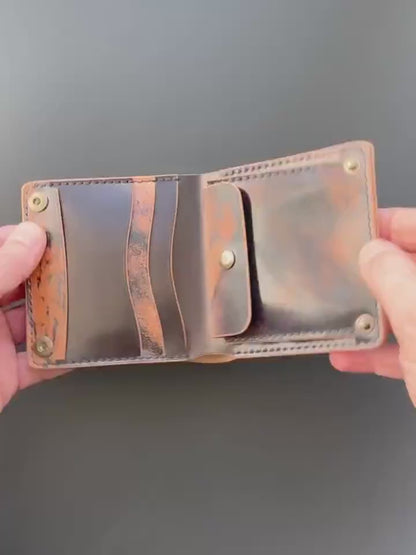 Rocado Shell Cordovan Wallet, Leather Bifold Wallet With Coin Purse, Luxury Wallet