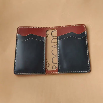 Shell Cordovan Wallet, Vertical Leather Bifold Wallet, Minimalist Slim Luxury Wallet