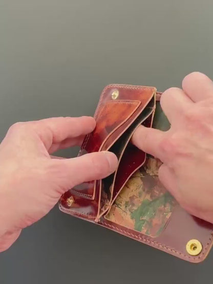 Rocado Shell Cordovan Mini Trucker Wallet, Luxury Compact Wallet