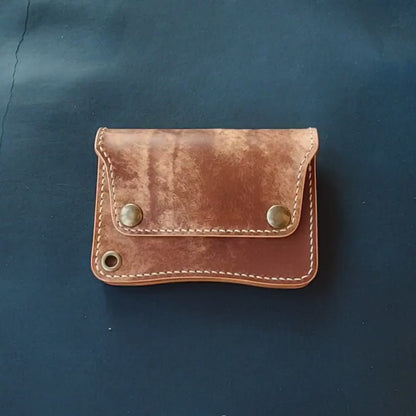 Short Trucker Wallet With A Ring For Chain Or Lanyard, Veg Tan Wallet, Stylish Wallet For Rider, Biker or Trucker