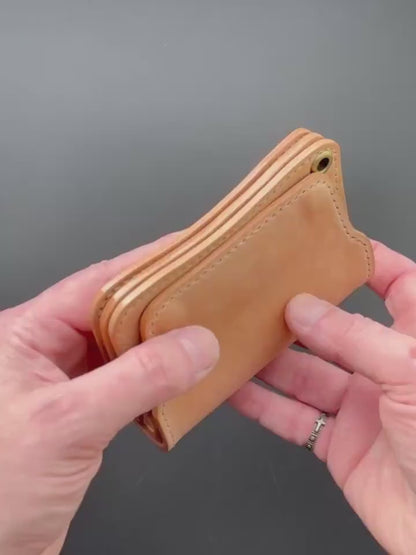 Rocado Shell Cordovan Short Trucker Wallet With A Ring For Chain Or Lanyard, Stylish Wallet For Rider, Biker or Trucker