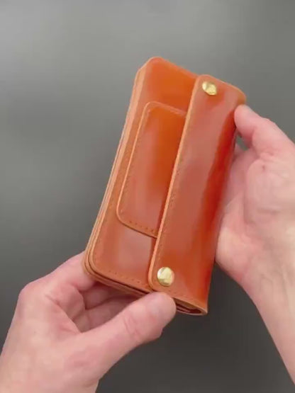 Rocado Shell Cordovan Long Trucker Wallet, Luxury Compact Wallet