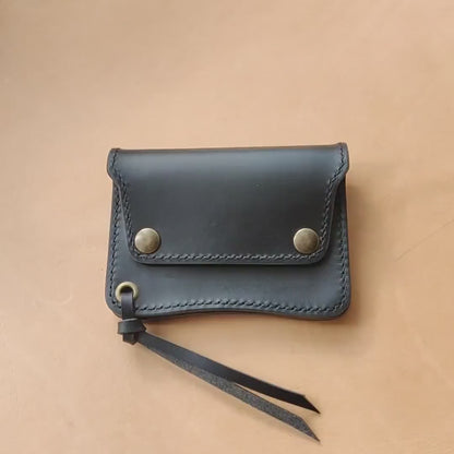 Short Trucker Wallet With A Ring For Chain Or Lanyard, Veg Tan Wallet, Stylish Wallet For Rider, Biker or Trucker