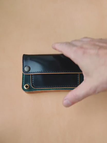 Rocado Shell Cordovan Mini Trucker Wallet, Luxury Compact Wallet