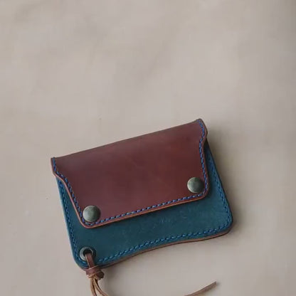 Short Trucker Wallet With A Ring For Chain Or Lanyard, Veg Tan Wallet, Stylish Wallet For Rider, Biker or Trucker