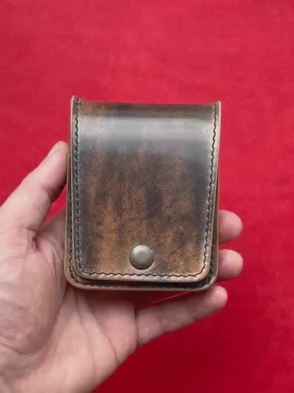 Rocado Shell Cordovan Leather vertical minimalist bifold EDC wallet