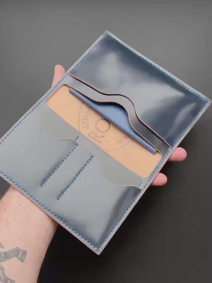 Rocado Shell Cordovan Leather Passport Holder,  Case For Documents And Credit Cards, Passport Case, Travel Wallet