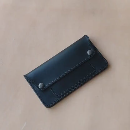 Long Trucker Leather Wallet With A Hole For Chain Or Lanyard , Handmade Wallet For Rider, Biker or Trucker
